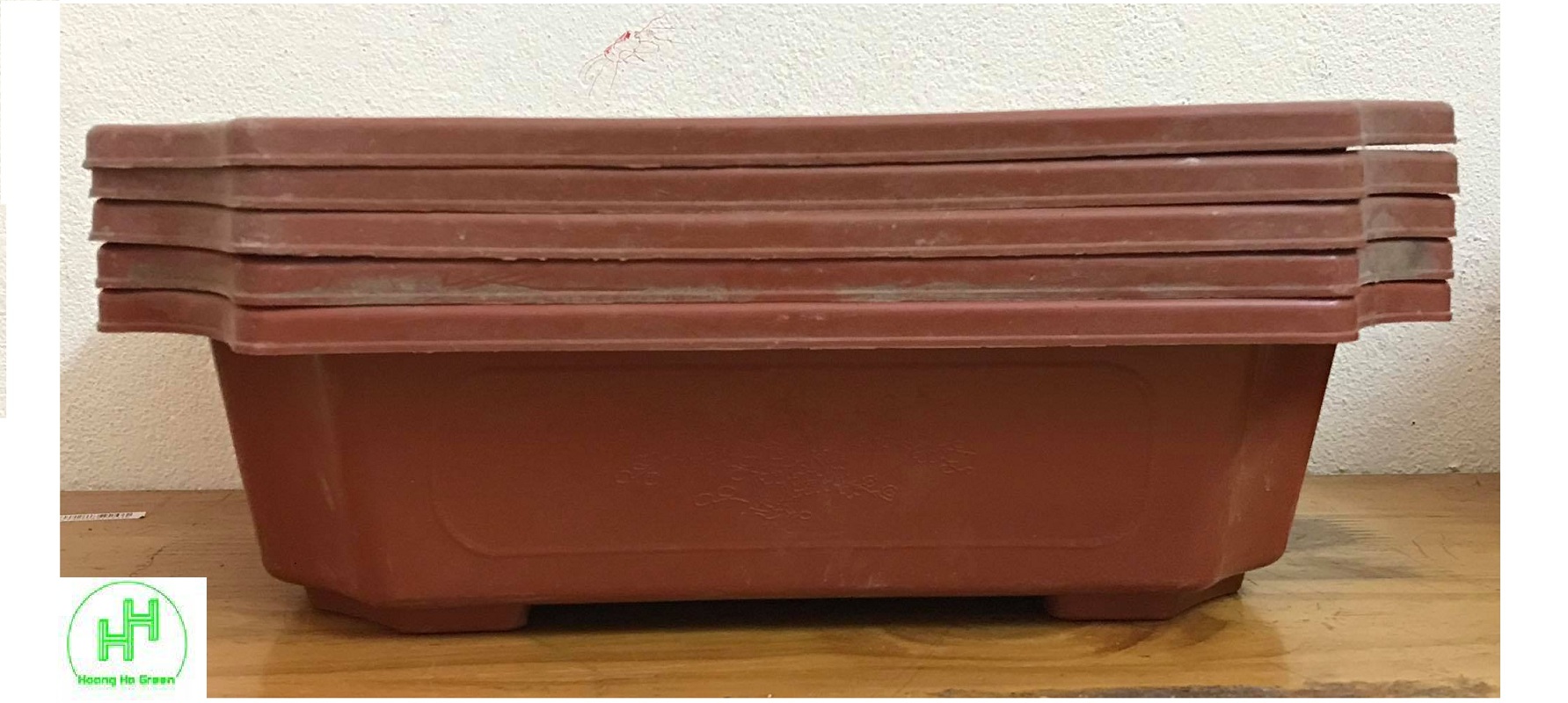 Combo 5 Chậu Nhựa Trồng Cây Mini Hình Chữ Nhật Màu Nâu Siêu Đẹp Kích Thước  28x20x8 Cm