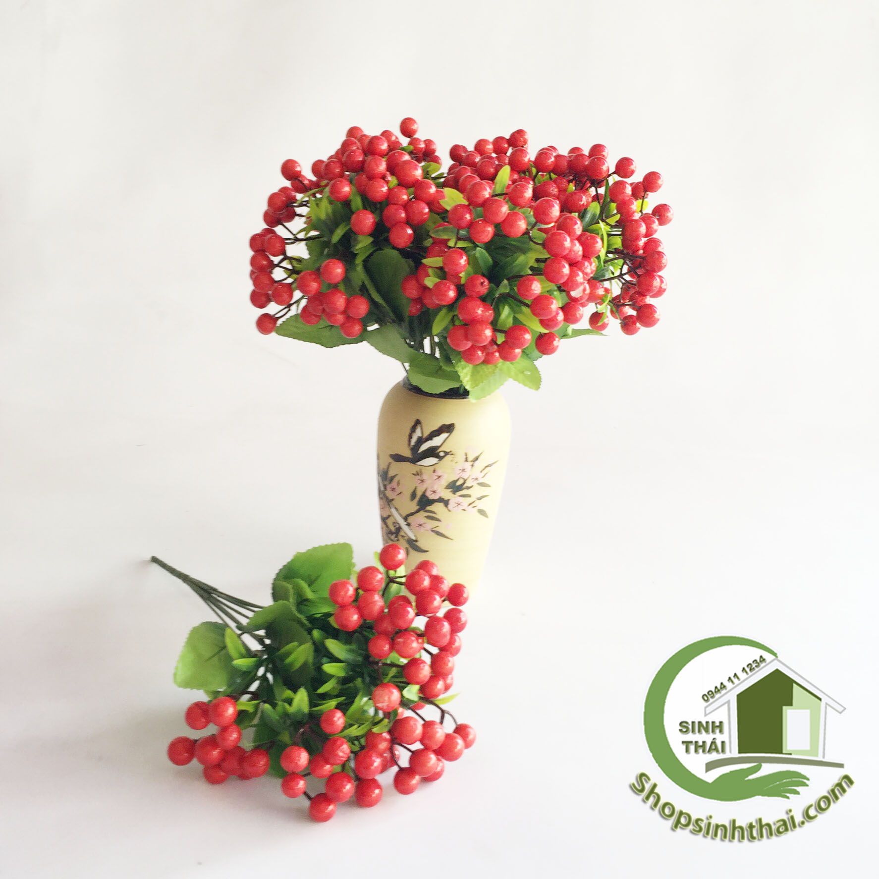 [HCM]Cành trái cây giả - bụi quả cherry màu đỏ