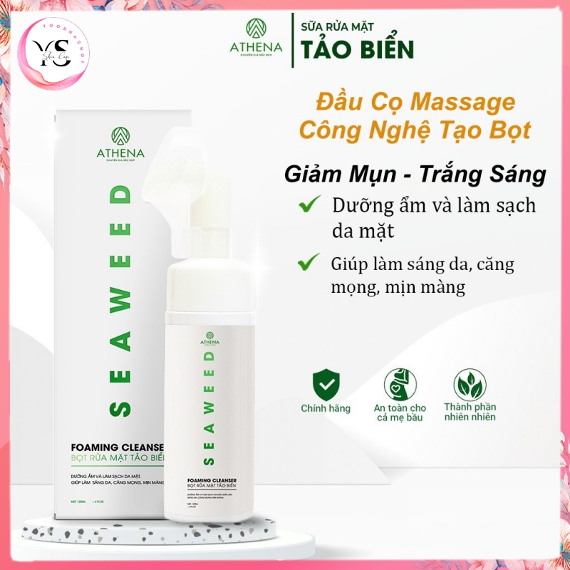 Sữa Rửa Mặt Trắng Da Giảm Mụn Mờ Thâm Nám Có Đầu Cọ Massage Tạo Bọt Athena