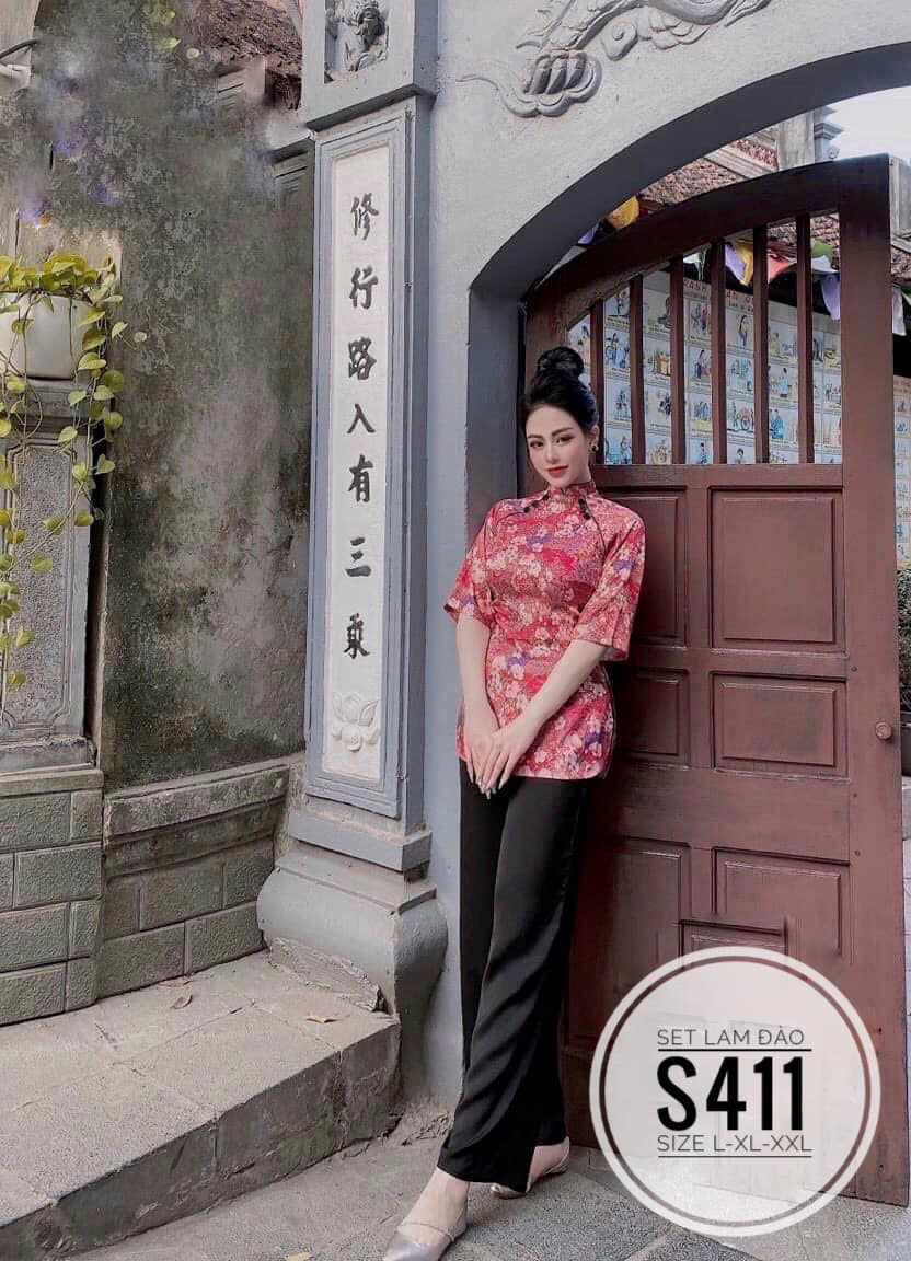 SET LỤA ĐỒ BỘ BIGSIZE LAM ĐÀO ĐI LỄ CHÙA