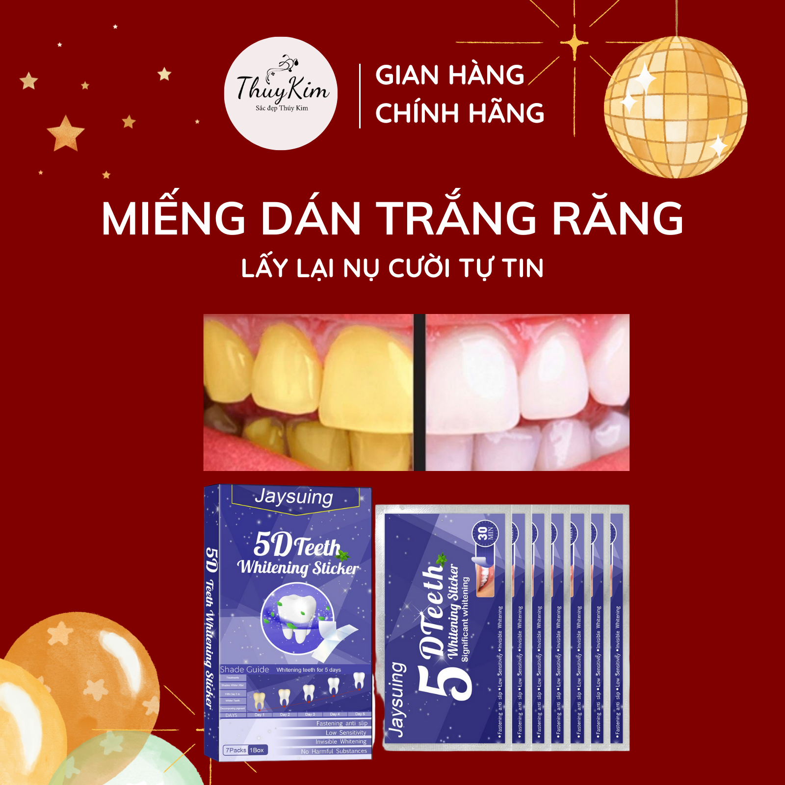 (1 GÓI 7 MIẾNG ) Miếng dán trắng răng chỉ sau 30 phút dán 5D TEETH WHITENING STIKER