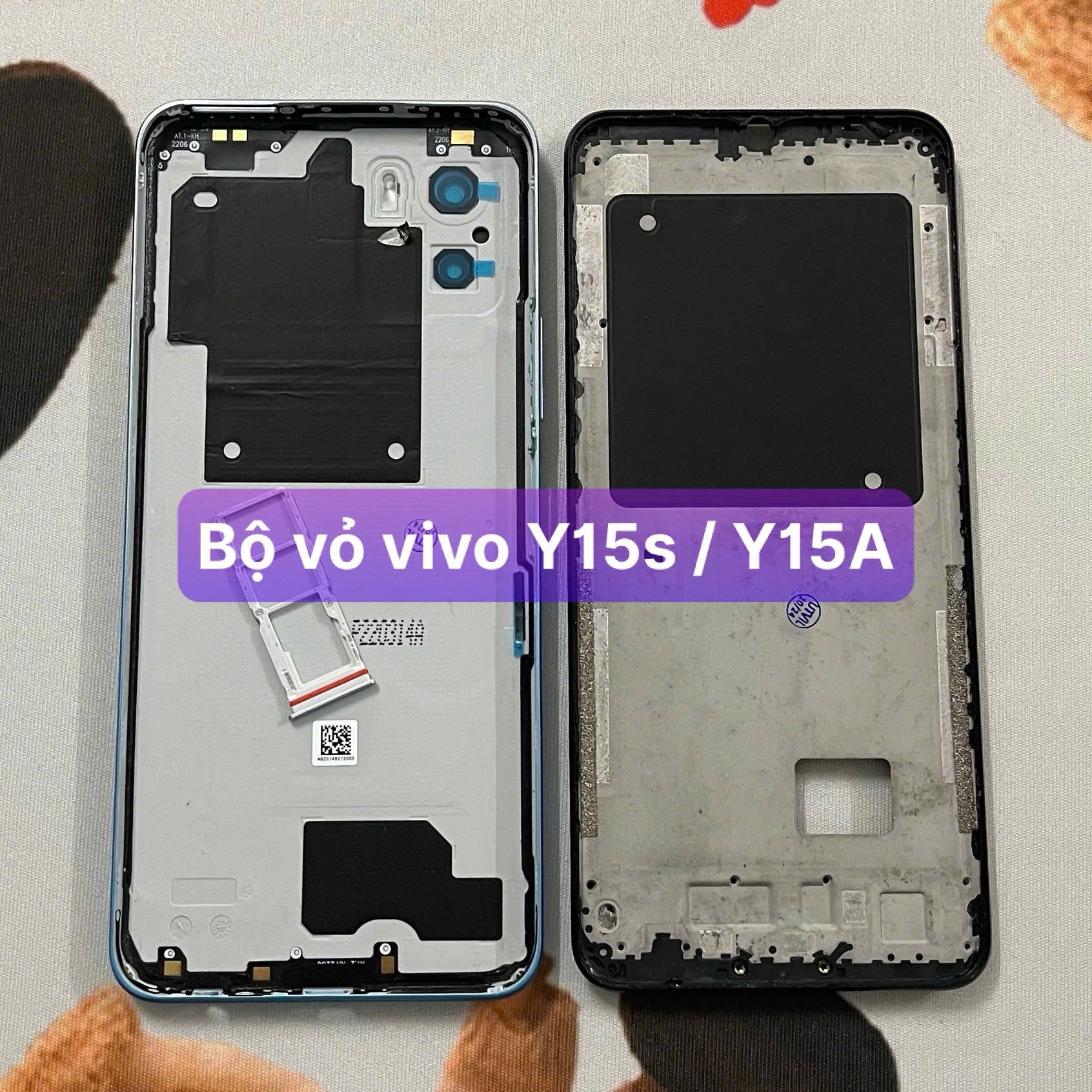 bộ vỏ xương vivo Y15s / Y15A kèm khay sim,phím,kính camera lắp sẵn