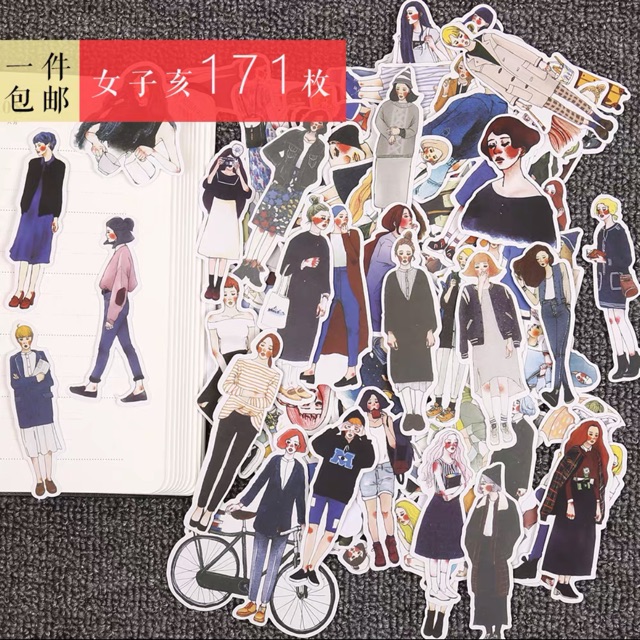 171/281 Stickers Cô Gái Má Hồng Vintage