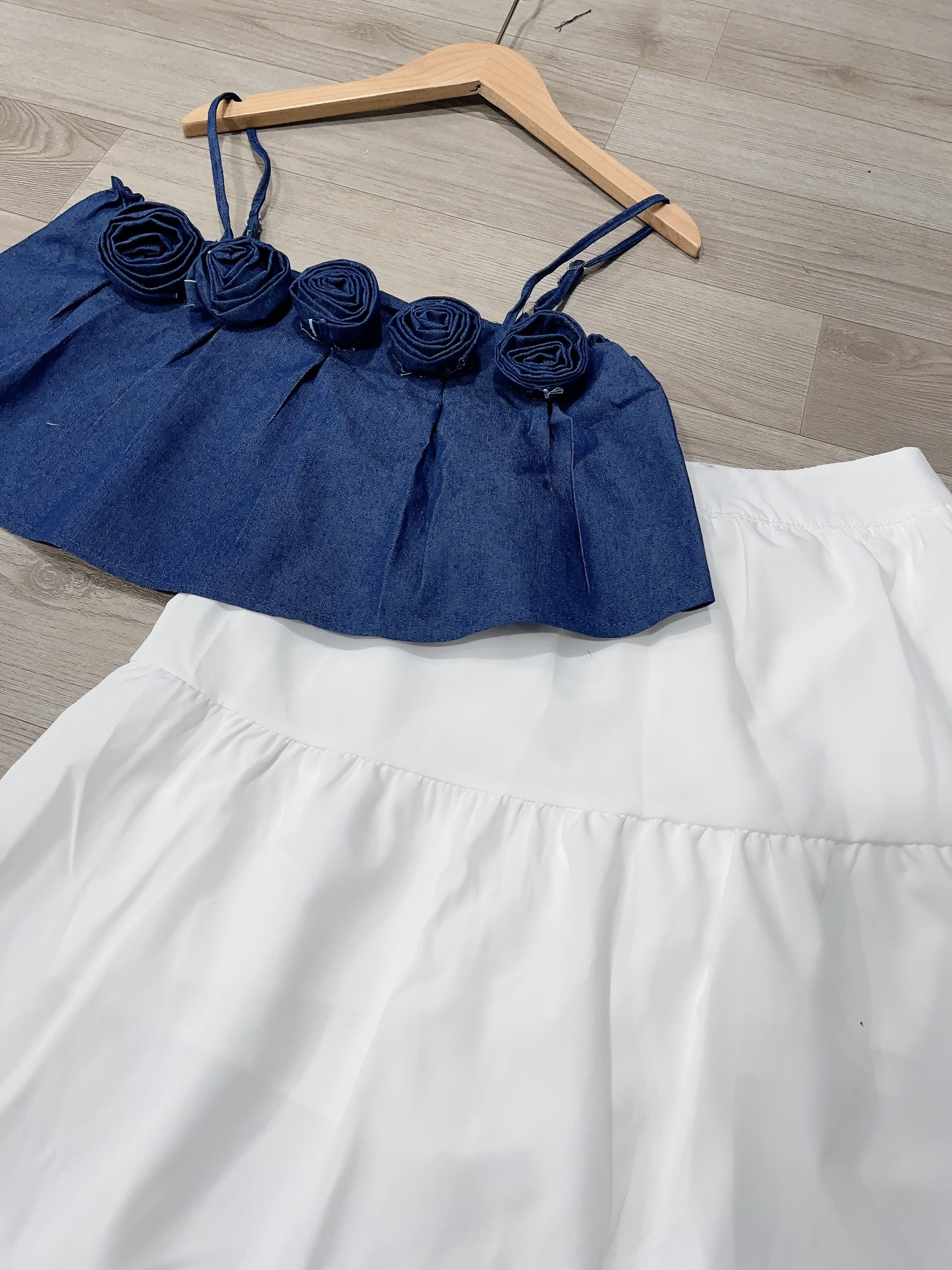 set váy 2 dây hoa dáng ngắn và dáng dài