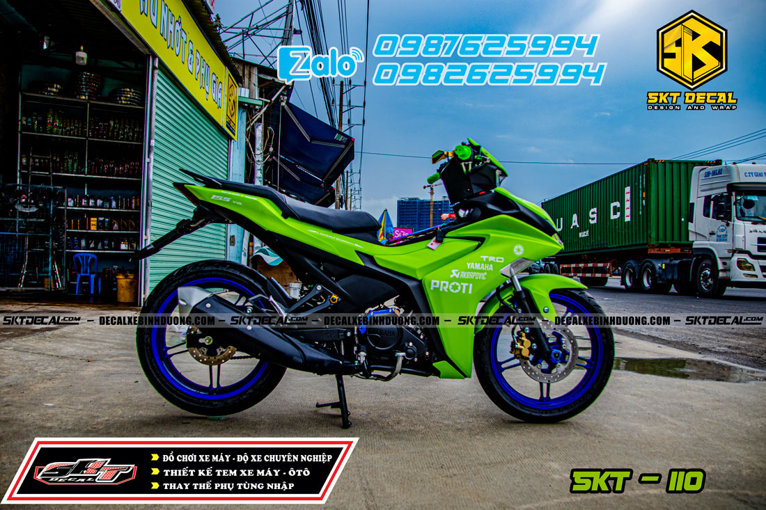 tem trùm exciter 155 xanh lá đơn giản