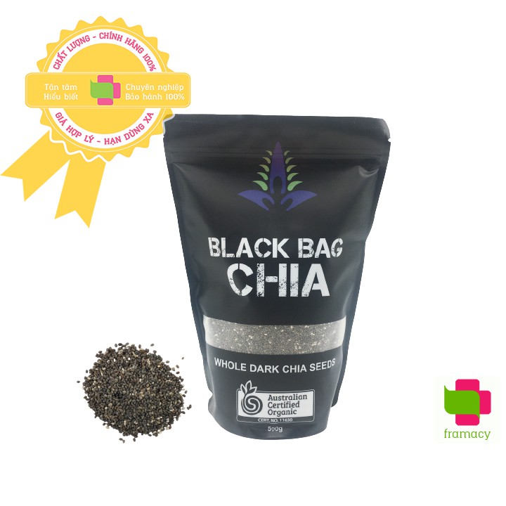 Hạt Chia hữu cơ Black Bag Chia Seeds, Úc bổ sung dinh dưỡng cho mọi lứa tuổi - Túi 500g