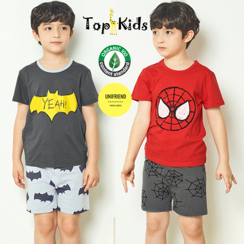 Nơi bán Bộ đồ bé trai BATMAN GHI VÀ NGƯỜI NHỆN ĐỎ thương hiệu Unifriend Hàn Quốc 2021, 100% sợi Organic Cotton , mềm mại, thoáng mát, TOPKID