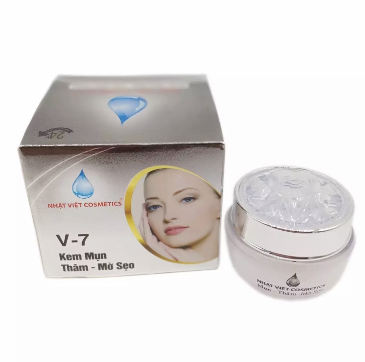 Kem Nhật Việt V7 Mờ Thâm,Sạch Mụn, Liền Sẹo, Ngọc Trai Đen, Sữa Ong Chúa (12g)