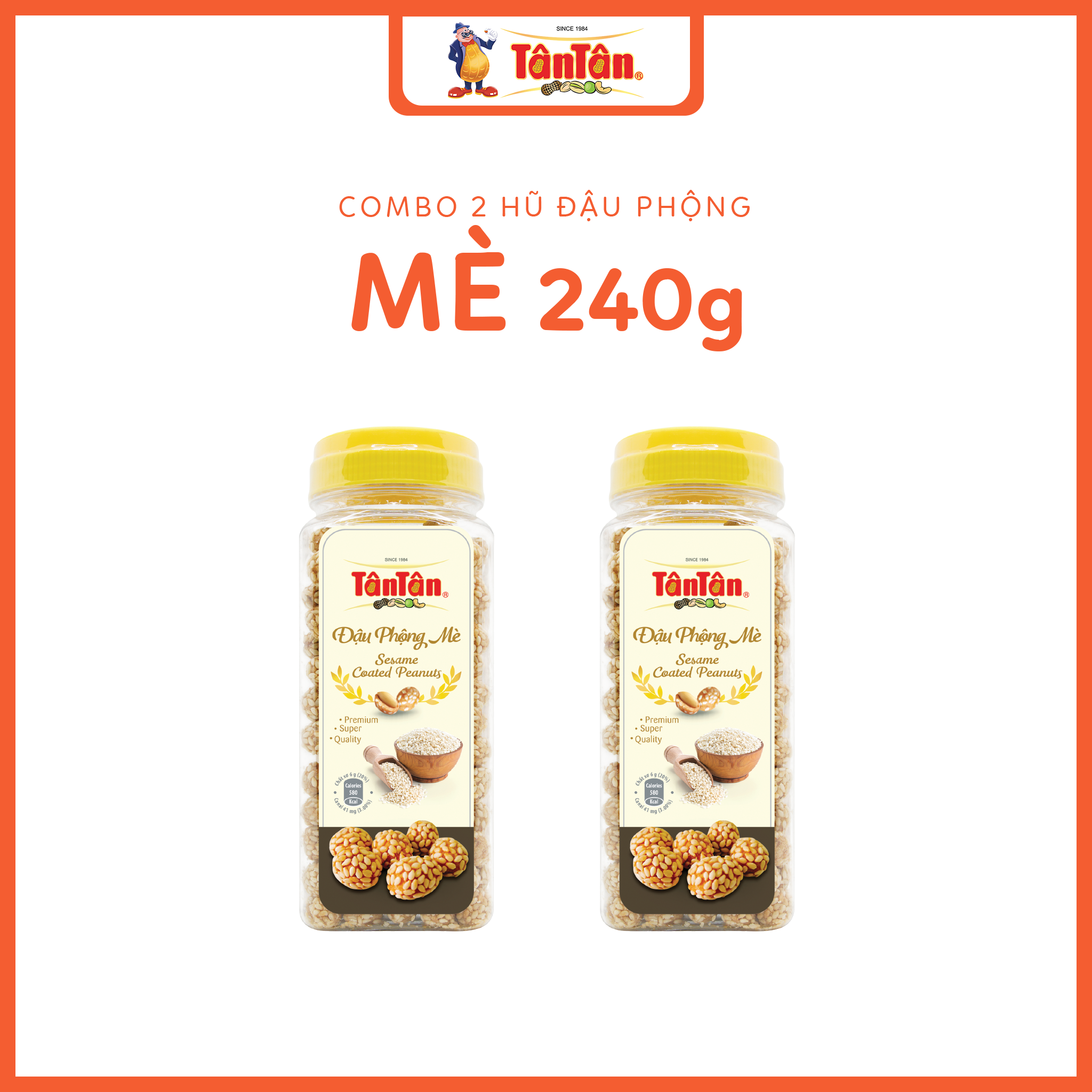 Combo 2 Đậu phộng Mè Tân Tân (240g/ hũ)