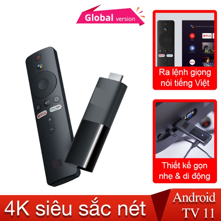 Đầu tv box android xiaomi mibox s 4k thế hệ 2 ram 2gb / mi tv stick 4k ram 2gb bluetooth 5.2 android 11 - tiếng việt , tìm kiếm bằng giọng nói - hàng chính hãng