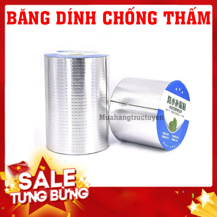 Băng Keo Chống Thấm siêu dính đa năng Size lớn 10cm, Khổ rộng 10cm dài 5m , cho tường, trần nhà, mái tôn, ống nước, bể nước, xô chậu, phao bơi