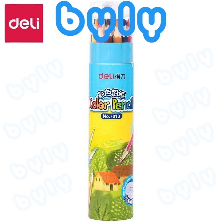 [Ship hỏa tốc] Hộp bút chì màu gỗ Deli - có kèm chuốt 7012 - 7013 - 7014 - 7015 - ByLy Store