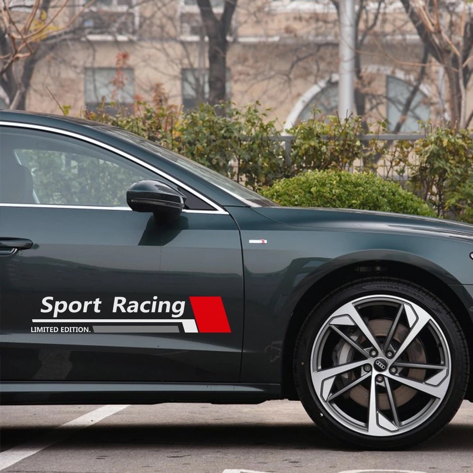Bộ 2 Tem dán cửa xe ô tô phong cách sport racing