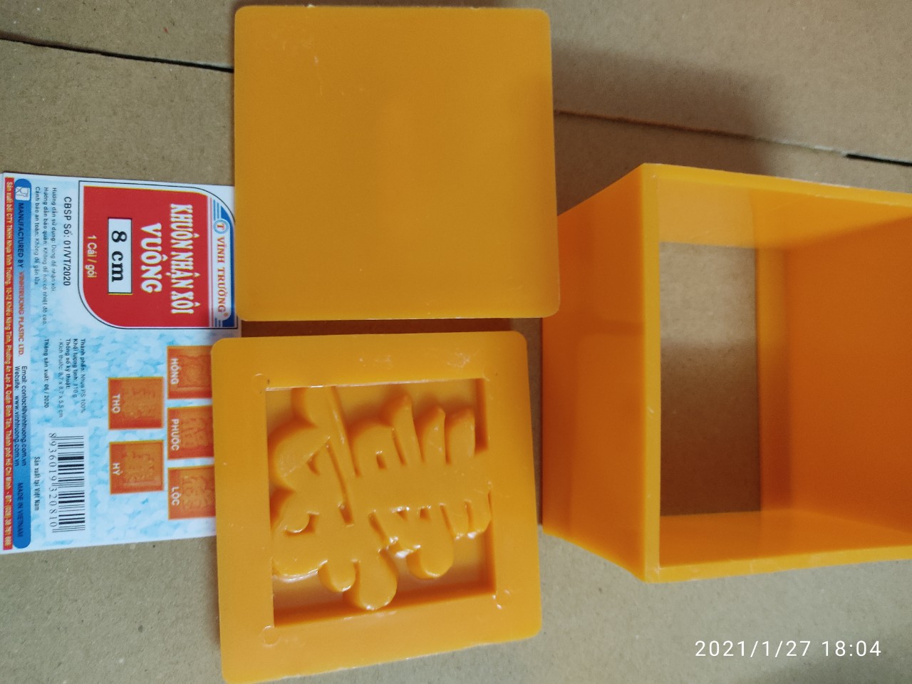 KHUÔN NHẬN  XÔI VUÔNG HÌNH THỌ  8CM