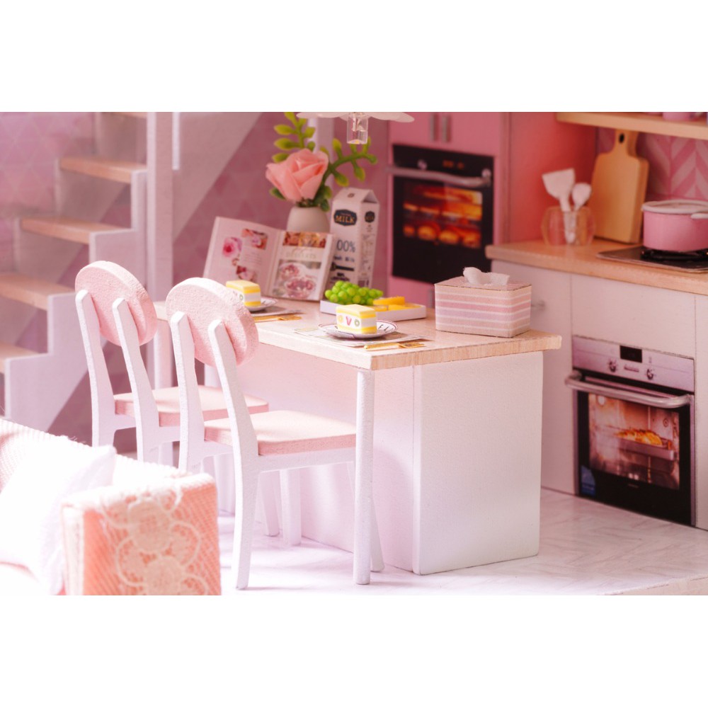 Nhà Búp Bê DIY - Pink House L022 ( Tặng Kèm Mica + Keo )