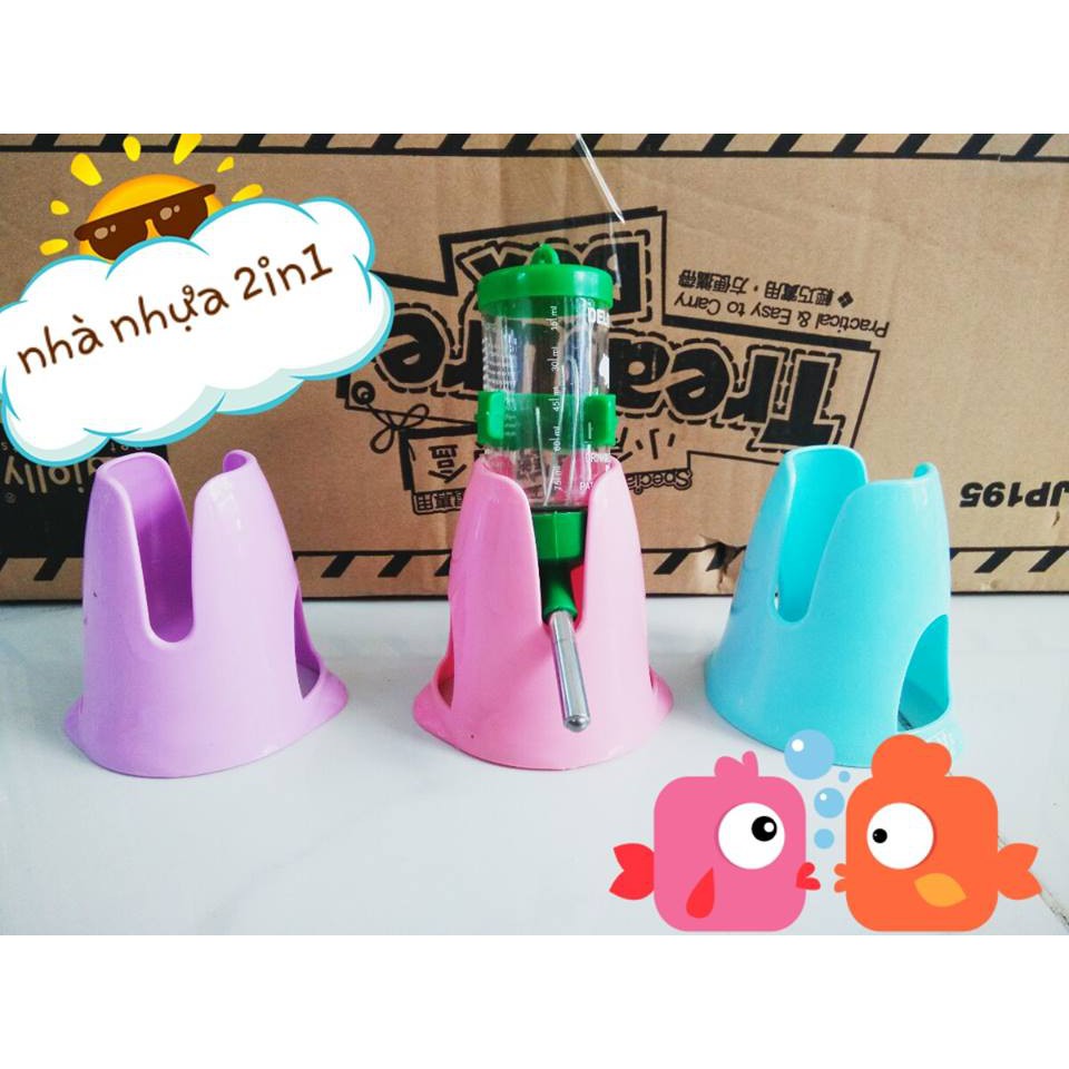 2-in-1 Plastic Base for Water Bottles for Hamsters - T3 Pets Shop