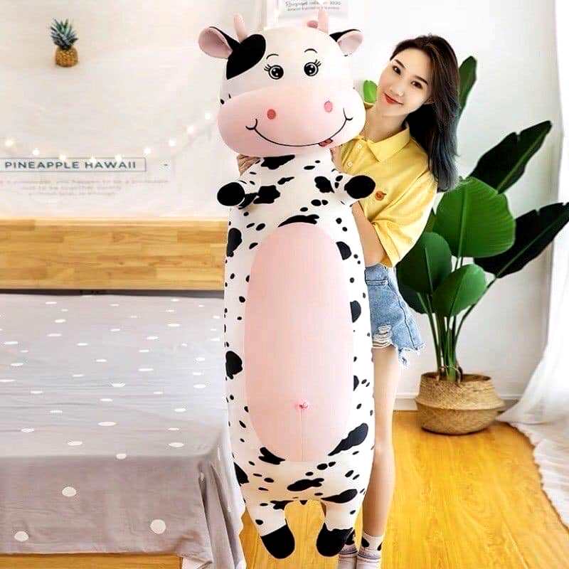 Gấu bông bò sữa nằm vải miniso co giãn 4 chiều gấu bông miniso dễ thương cho bé