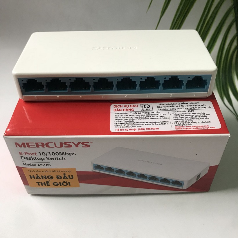 Switch Chia Mạng 8 cổng Mercusys MS108 (Trắng) 10/100Mbps