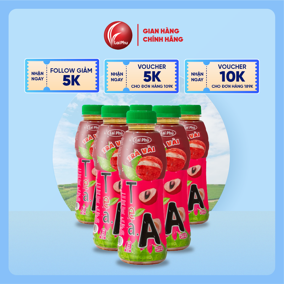 Trà Trái Cây Tea.A Chai 450ml - Lốc 6 Chai