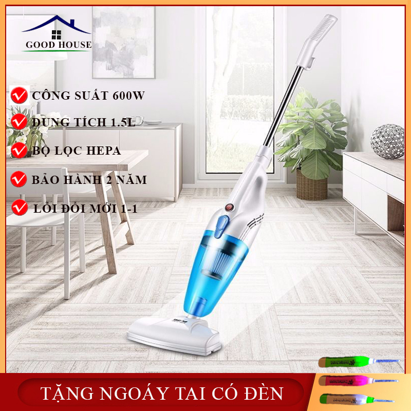 Máy hút bụi cầm tay đa năng công suất 600W- Thiết kế dáng đứng dễ dàng len lỏi từng ngóc ngách trong nhà giúp lau dọn sạch sẽ và hiệu quả