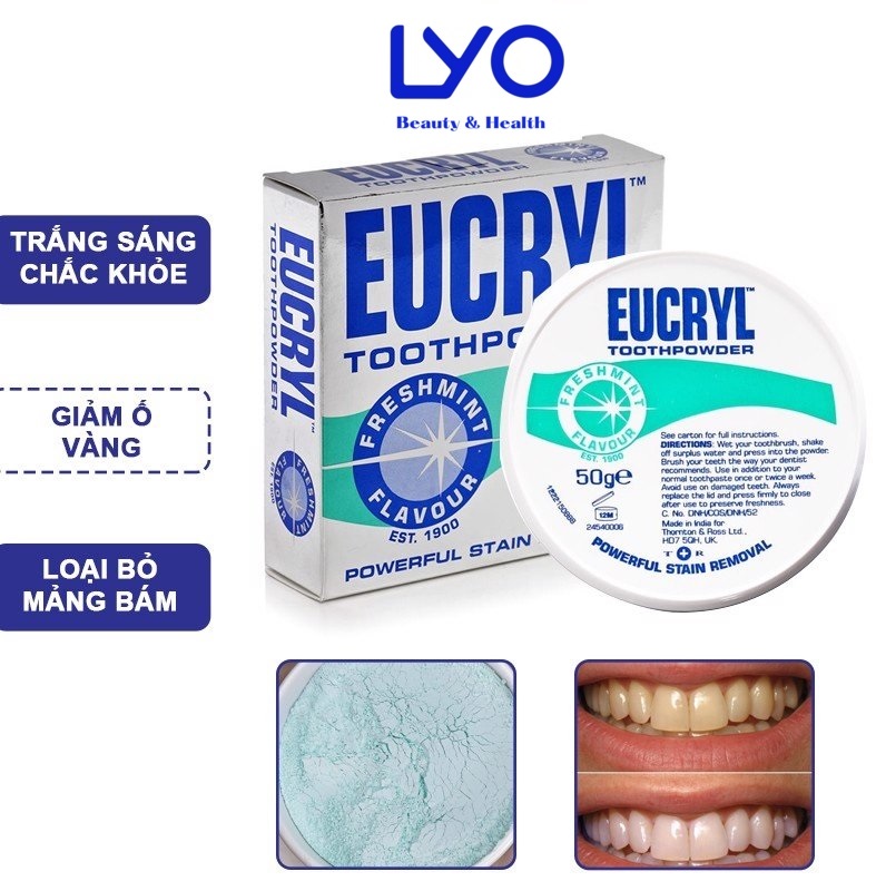 Bột làm trắng răng hương bạc hà eucryl tooth powder freshmint 50g