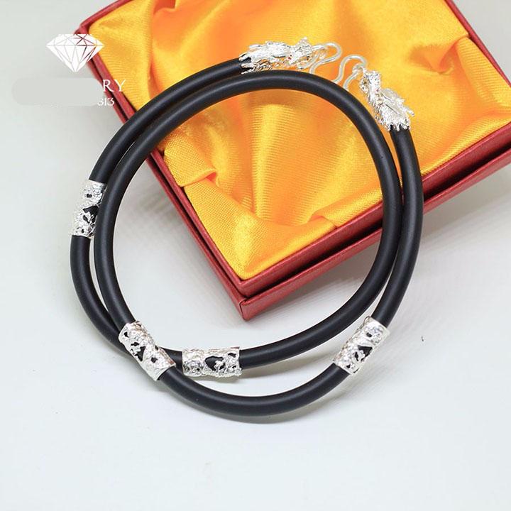 Dây chuyền cao su đầu rồng mạ bạc
