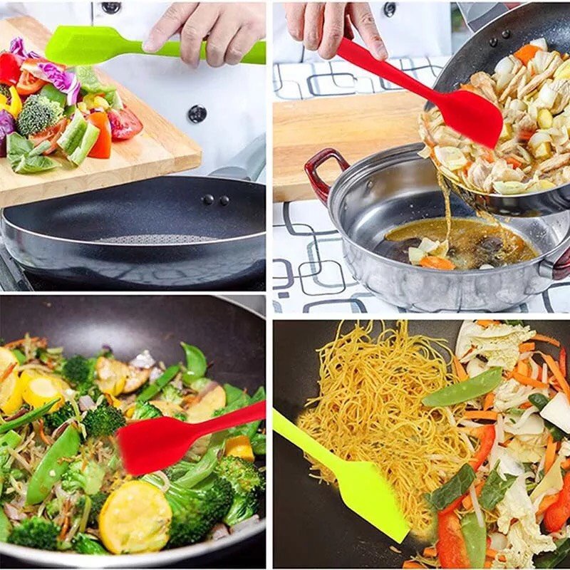 Phới dẹt silicon vét bột,trộn bột_Phới silicon nấu ăn 21cm - 28cm ( giao MÀU NGẪU NHIÊN)