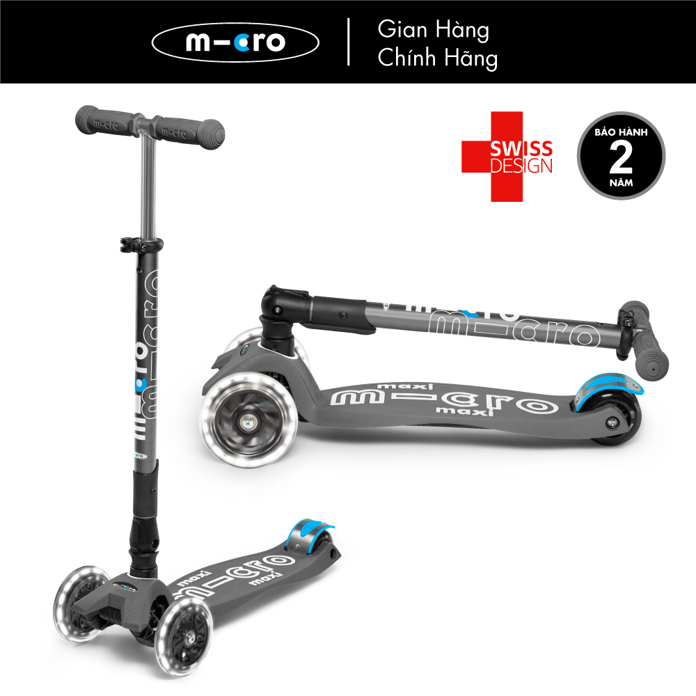 Xe trượt scooter Micro Maxi Deluxe Foldable LED (phiên bản gập gọn và bánh xe đèn LED)