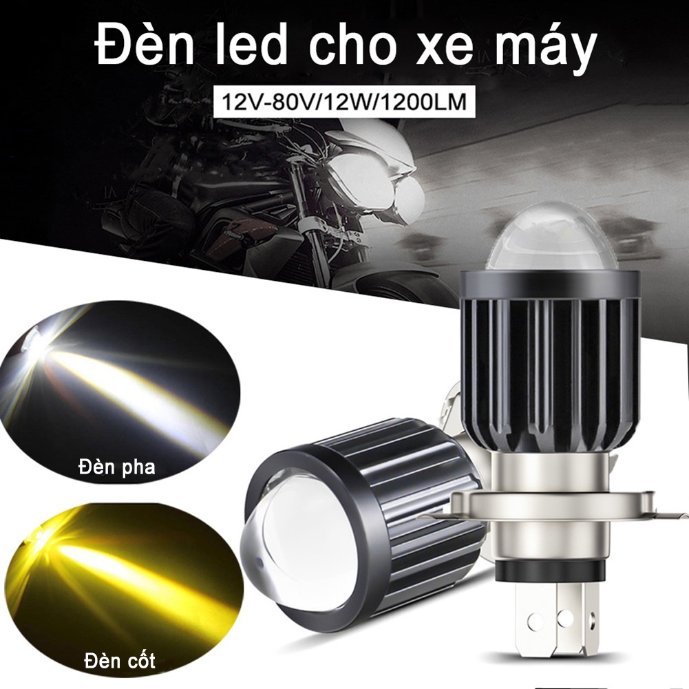 Đèn pha siêu sáng H4 LED, đèn pha/ cốt cho xe máy