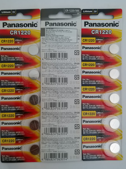 Pin đồng hồ, điều khiển Panasonic CR1220 (Vỉ 5 viên)