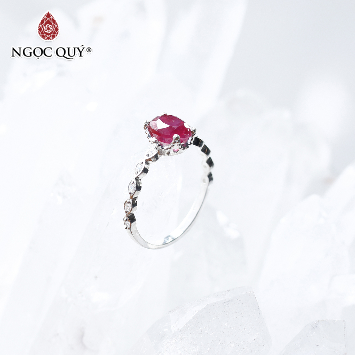 [HCM]Nhẫn bạc nữ đá Ruby mệnh hỏa thổ - Ngọc Qúy Gemstones