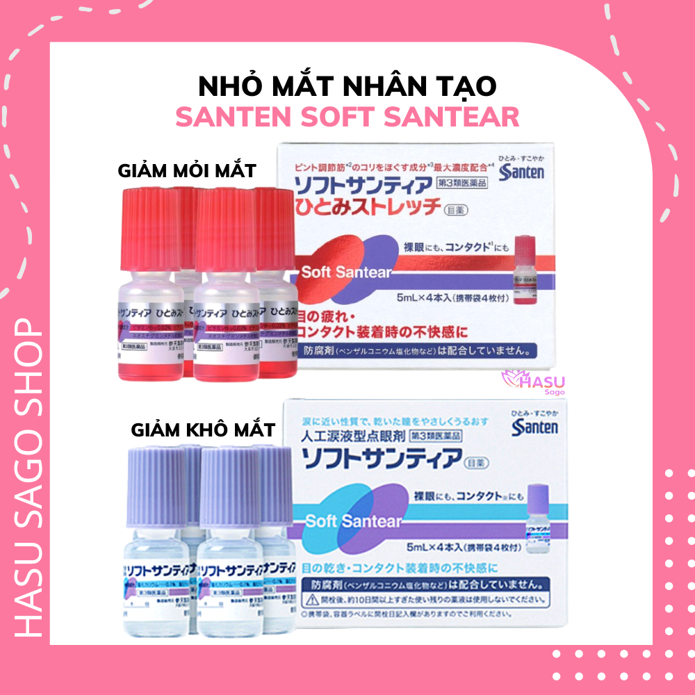 Nước nhỏ mắt nhân tạo santen soft santear nhật bản 5ml - giảm mỏi mắt, giảm khô mắt - ceria cosmetics store