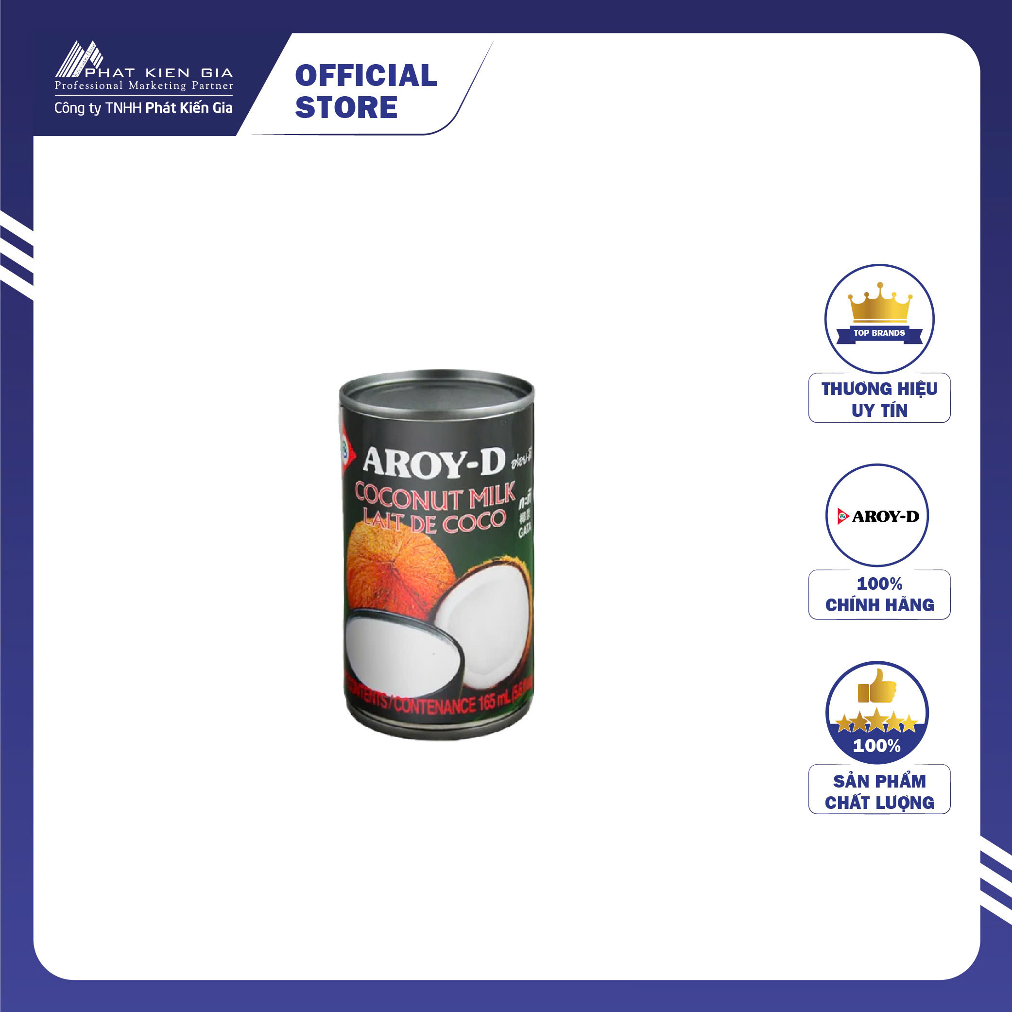 Nước Cốt Dừa Aroy-D 165ml - Nhập Khẩu Thái Lan | Aroy-D Coconut Milk 165ml