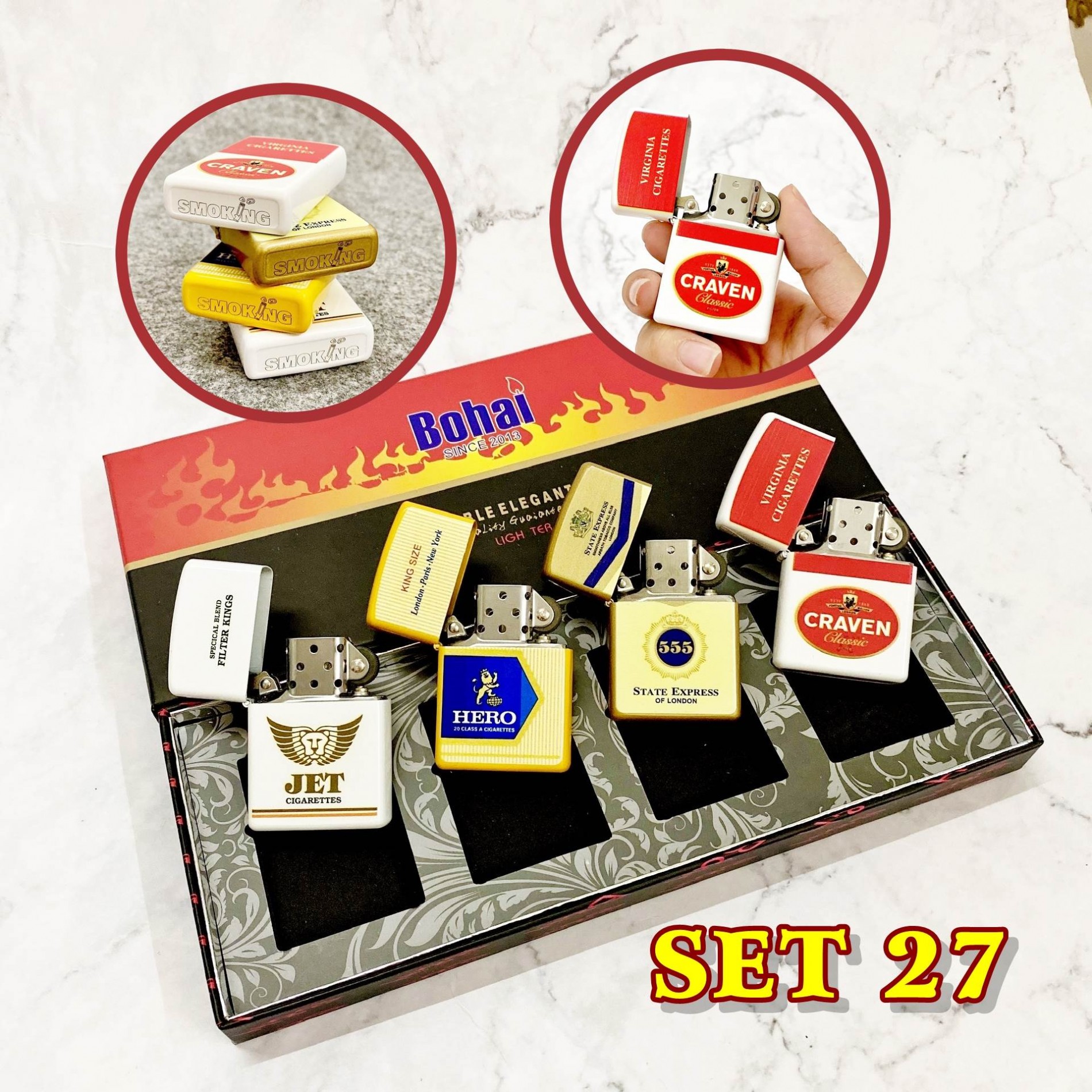 ZIPPO 2 MẶT HÌNH GÓI 555 (XÀI XĂNG)