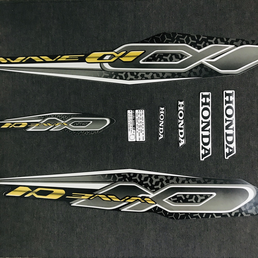 Trọn bộ tem dán dàn áo xe máy, tem xe máy 3 lớp dán xe WAVE ANPHA 2019 (màu ĐEN)