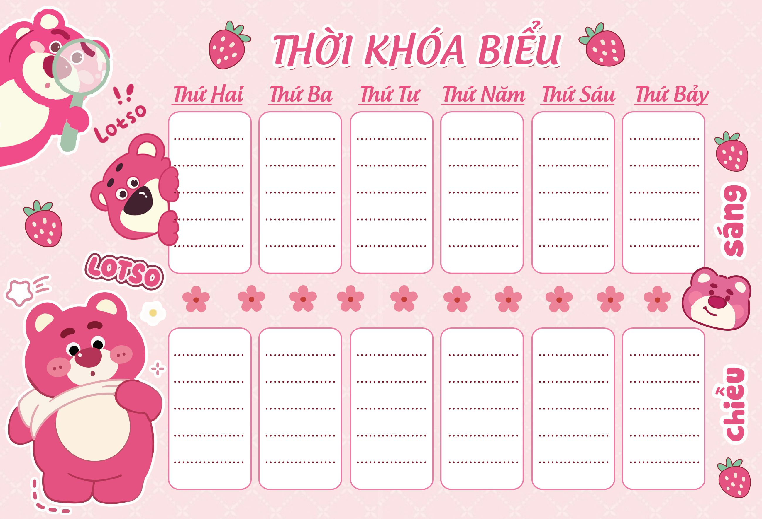 THỜI KHÓA BIỂU  CUTE (SIZE A5)