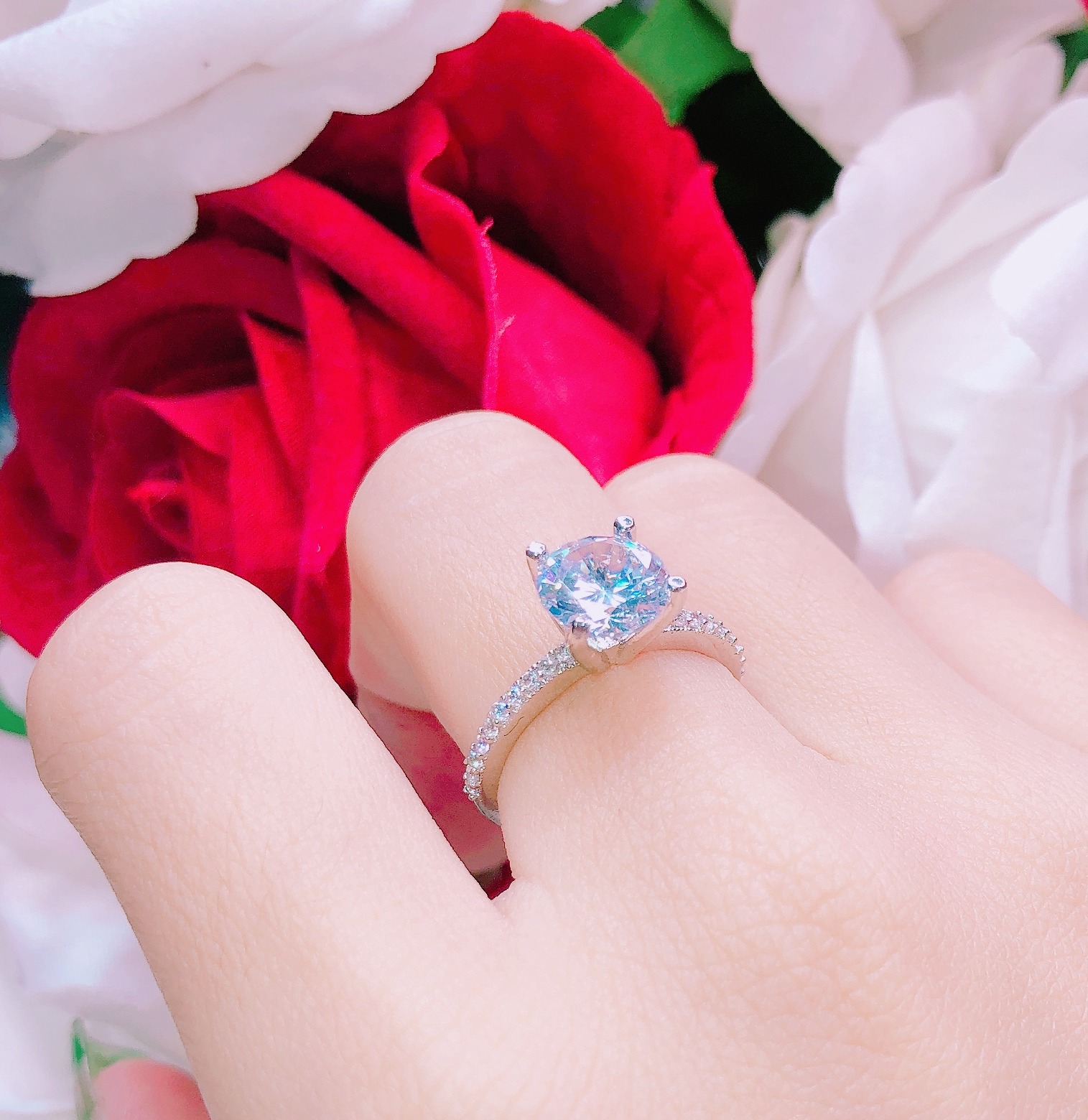 [HCM]Nhẫn nữ nhẫn mạ bạch kim hoa đá pha lê cao cấp thiết kế sang trọng nhẫn đính đá nụ pha lê tròn siêu xinh đẹp lấp lánh dễ thương nữ tính thời trang Trang Sức Gami N096 - CAM KẾT KHÔNG ĐEN đeo đi tiệc đi chơi cực xinh