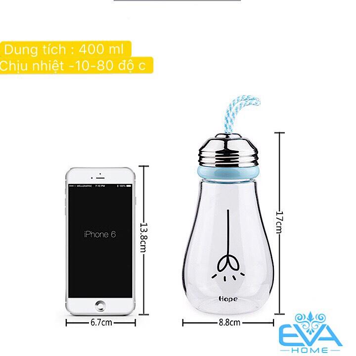 [HCM]Bình Thủy Tinh Kiểu Dáng Bóng Đèn Dây Tóc Có Dây Xách 450 Ml