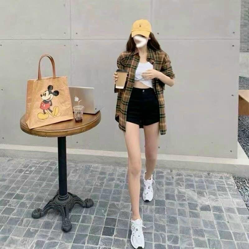 Quần Shorts Cạp Cao Vải Umi Hàn Dáng Ôm