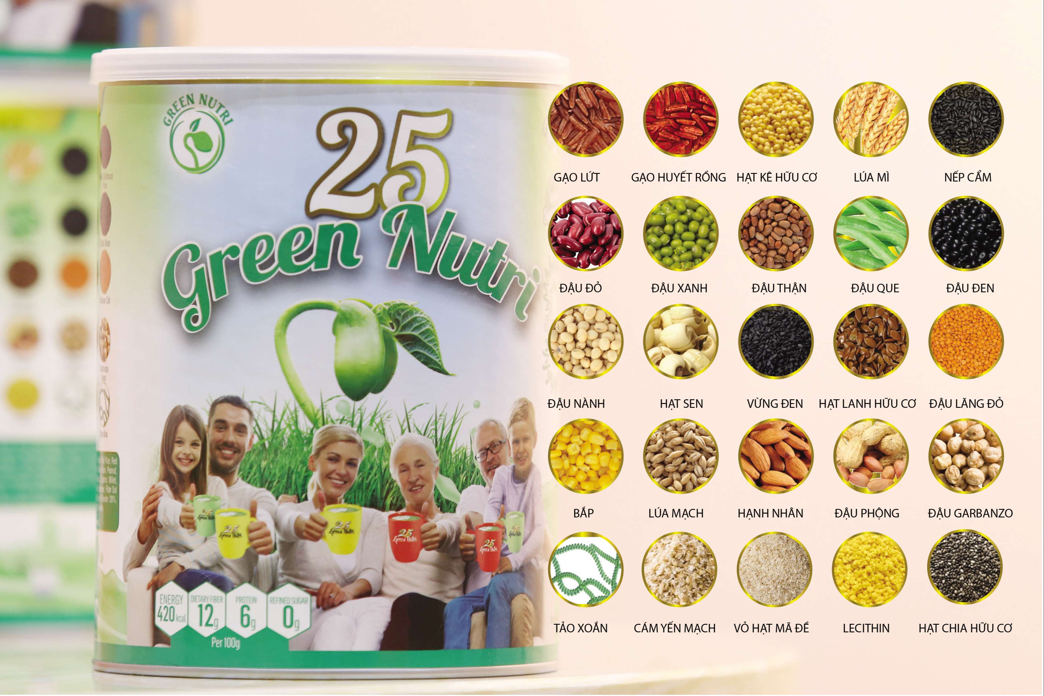 [HCM][CHÍNH HÃNG] Sữa Hạt 25 Green Nutri 750gr/Lon