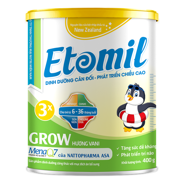 Sữa etomil 3x grow lon 400gr - tăng cường phát triển chiều cao