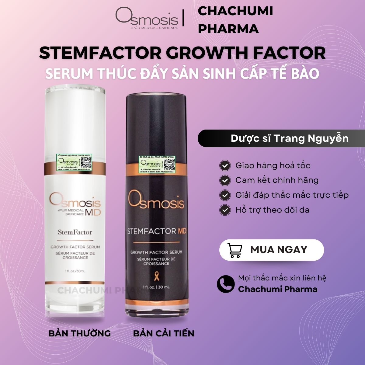 Osmosis Stemfactor Growth Factor Serum thúc đẩy sản sinh cấp tế bào 30ml