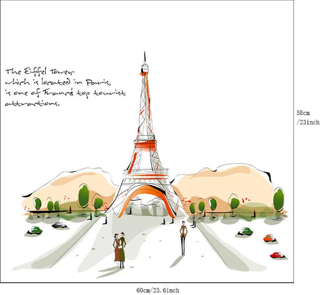 [HCM]Decal Dán Kính Cao Cấp - Tháp lớn Paris ( 60x58 )-DK7066