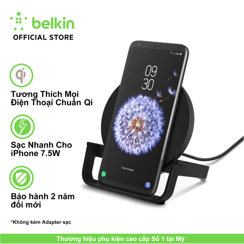 Đế sạc không dây cao cấp Belkin, sạc nhanh chuẩn Qi, chống nóng, điều tiết dòng điện thông minh, sản phẩm được bán tại Apple Store - F7U108bt - Hãng phân phối chính thức