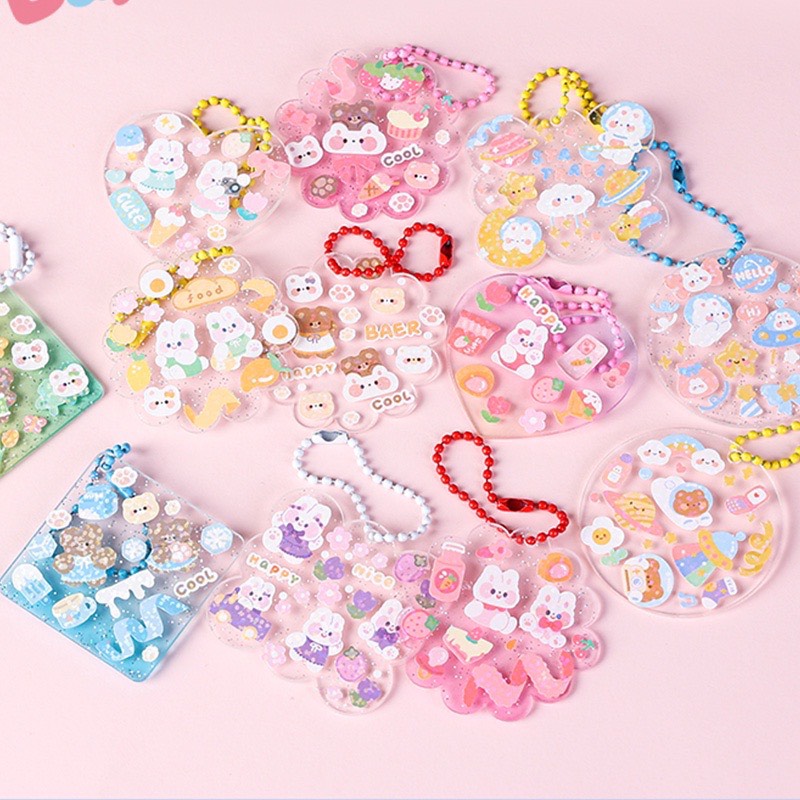 COMBO 3 Set tự làm móc khóa acrylic handmade ( tặng kèm 1 tờ sticker)