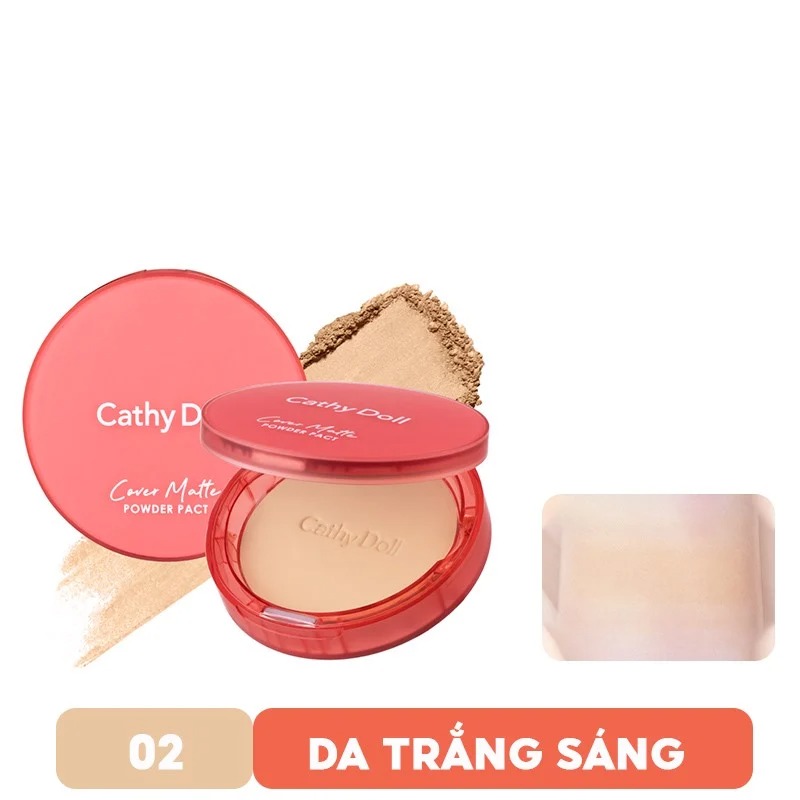 Phấn nền ngừa mụn, che khuyết điểm cathy doll cover matte powder pact spf30 pa +++ 12g