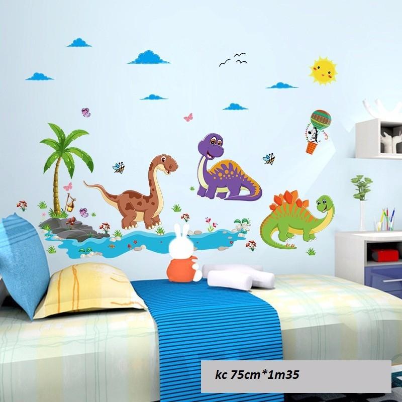 Decal dán tường  mẫu công viên khủng long biển cả
