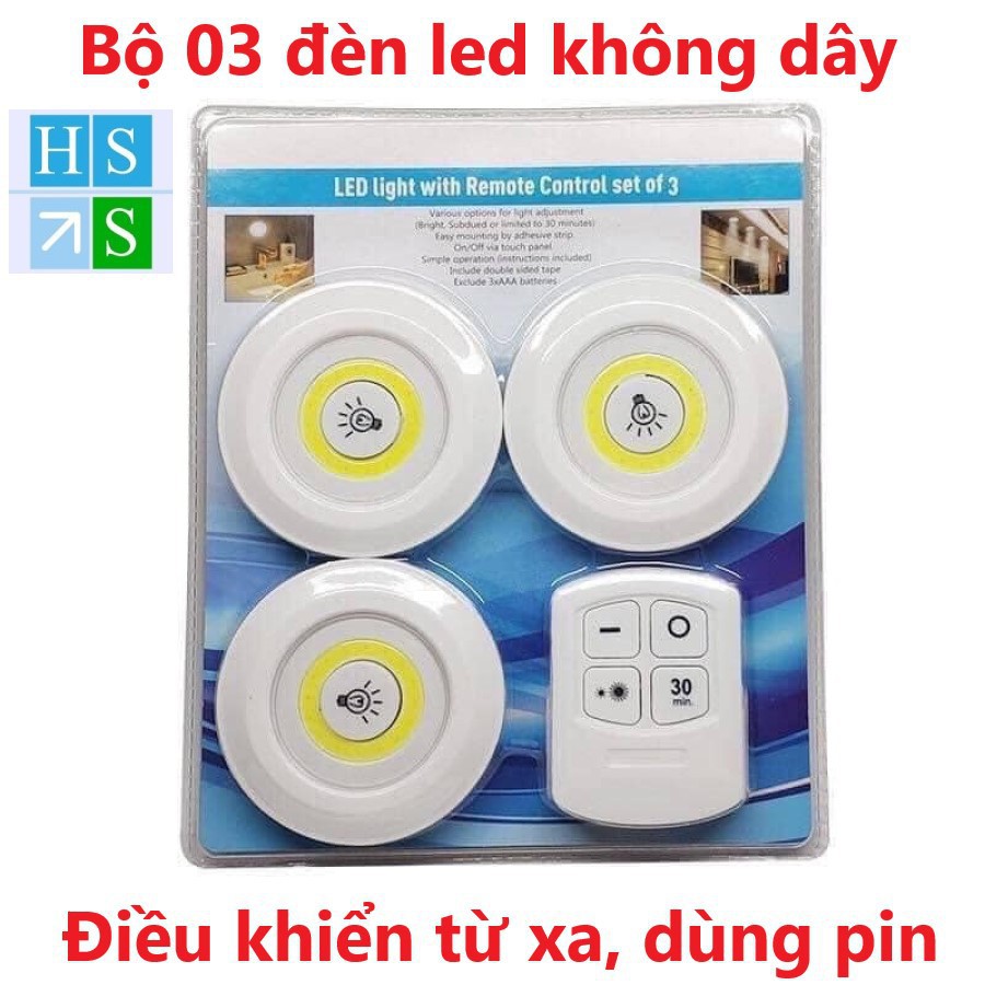 Set 3 đèn led có điều khiển, có chế độ hẹn giờ