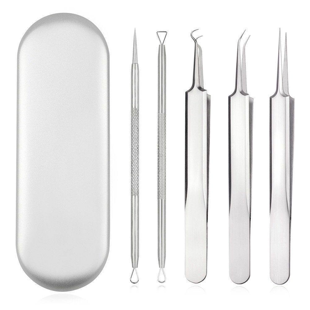 Bộ 5 món dụng cụ lấy mụn, nhíp nặn mụn chất liệu inox
