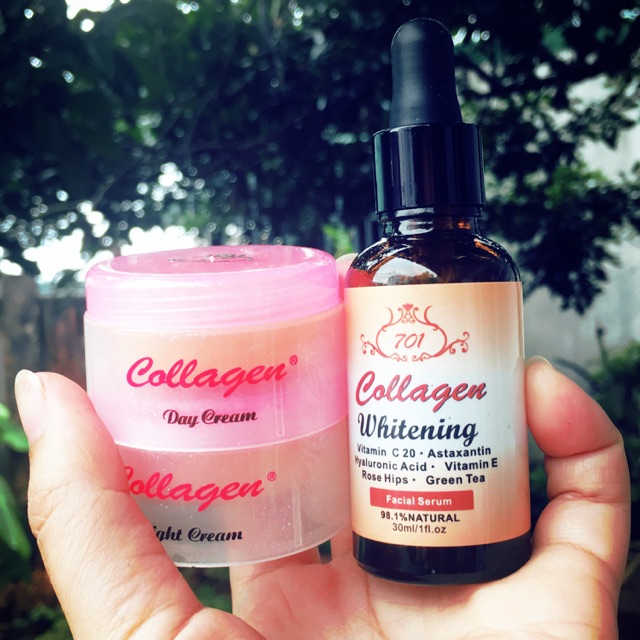 Combo Serum và kem collagen plus vit e Xóa nám, dưỡng trắng da tặng xà bông rửa mặt